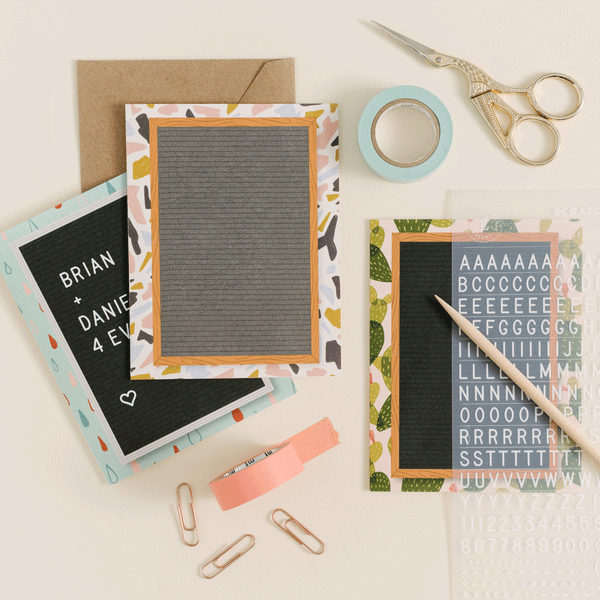Scratch on letter board card