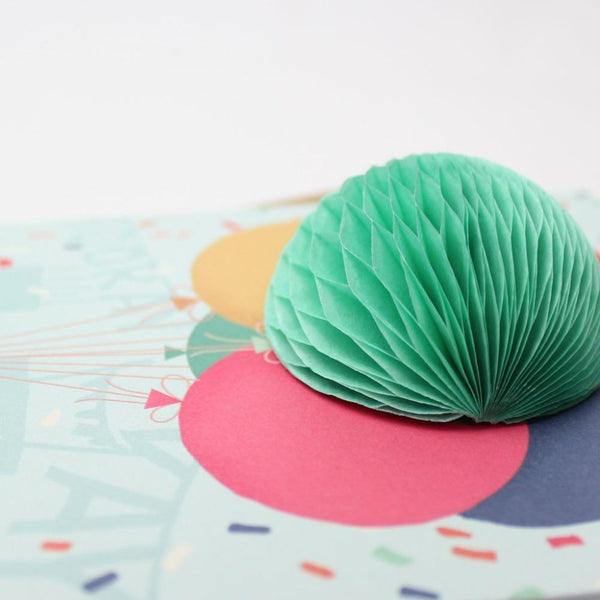 Bunch of balloons pop-up card close up