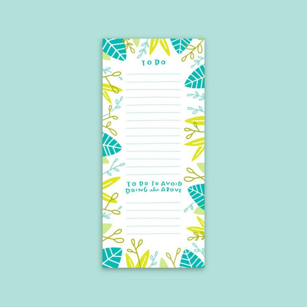 To do list and to do to avoid doing the above notepad