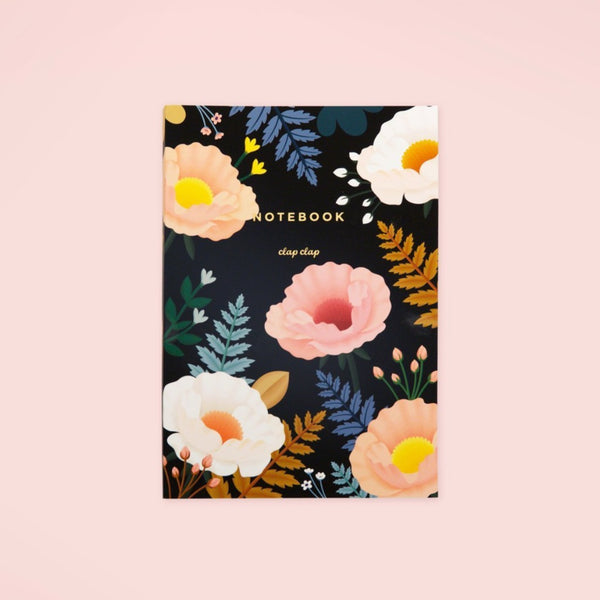 Oriental poppy notebook black
