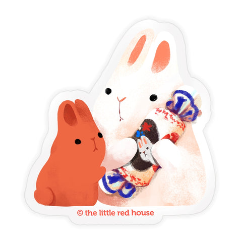 Bunnies with candy vinyl sticker