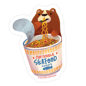 Bear eating ramen sticker