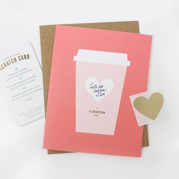 Coffee love heart scratch-off card