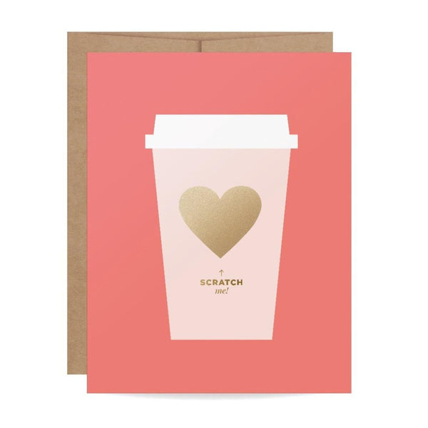 Coffee love heart scratch-off card