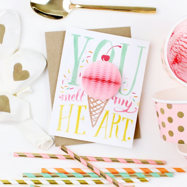 Ice cream pop-up card - You melt my heart