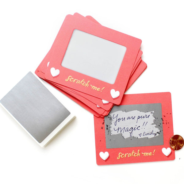 Scratch-off sketch and etch valentines