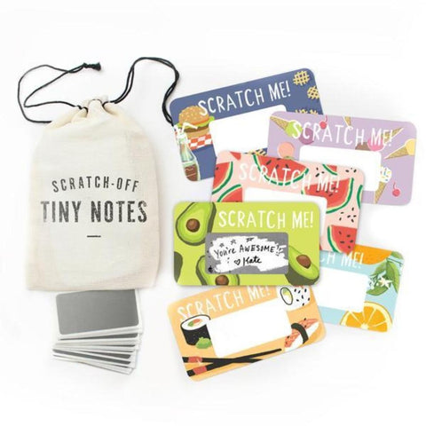 Scratch-off tiny note cards food
