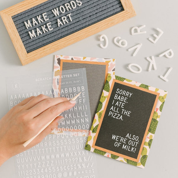 Scratch on letter board card